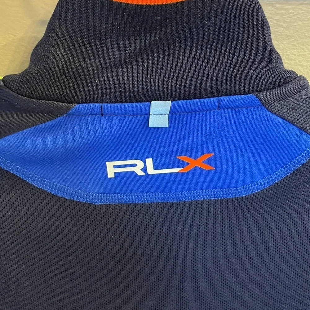 RALPH LAUREN X boys Med golf US OPEN zip up jersey jacket neon accents navy
